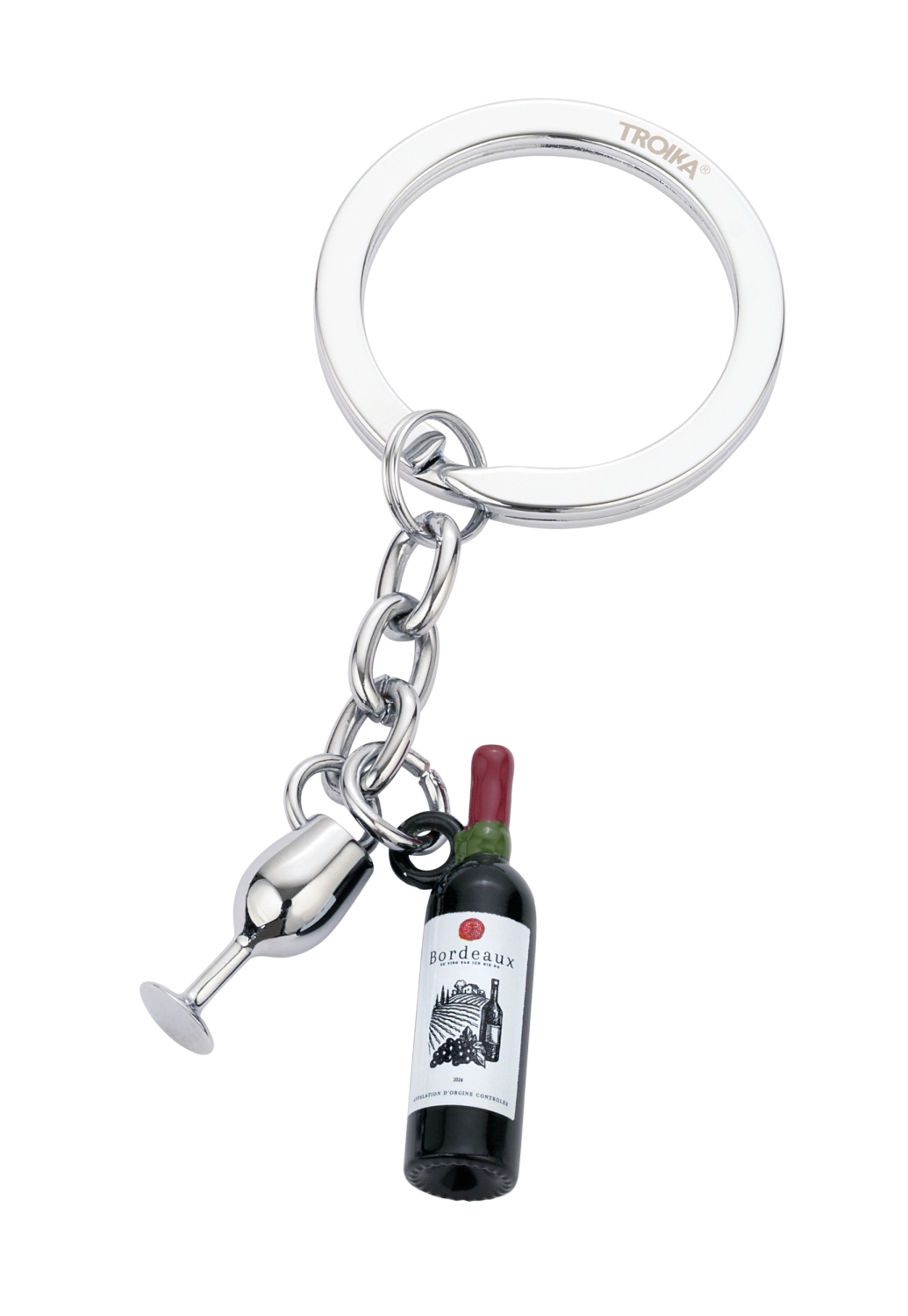 Wine bottle and Wine glass keyring