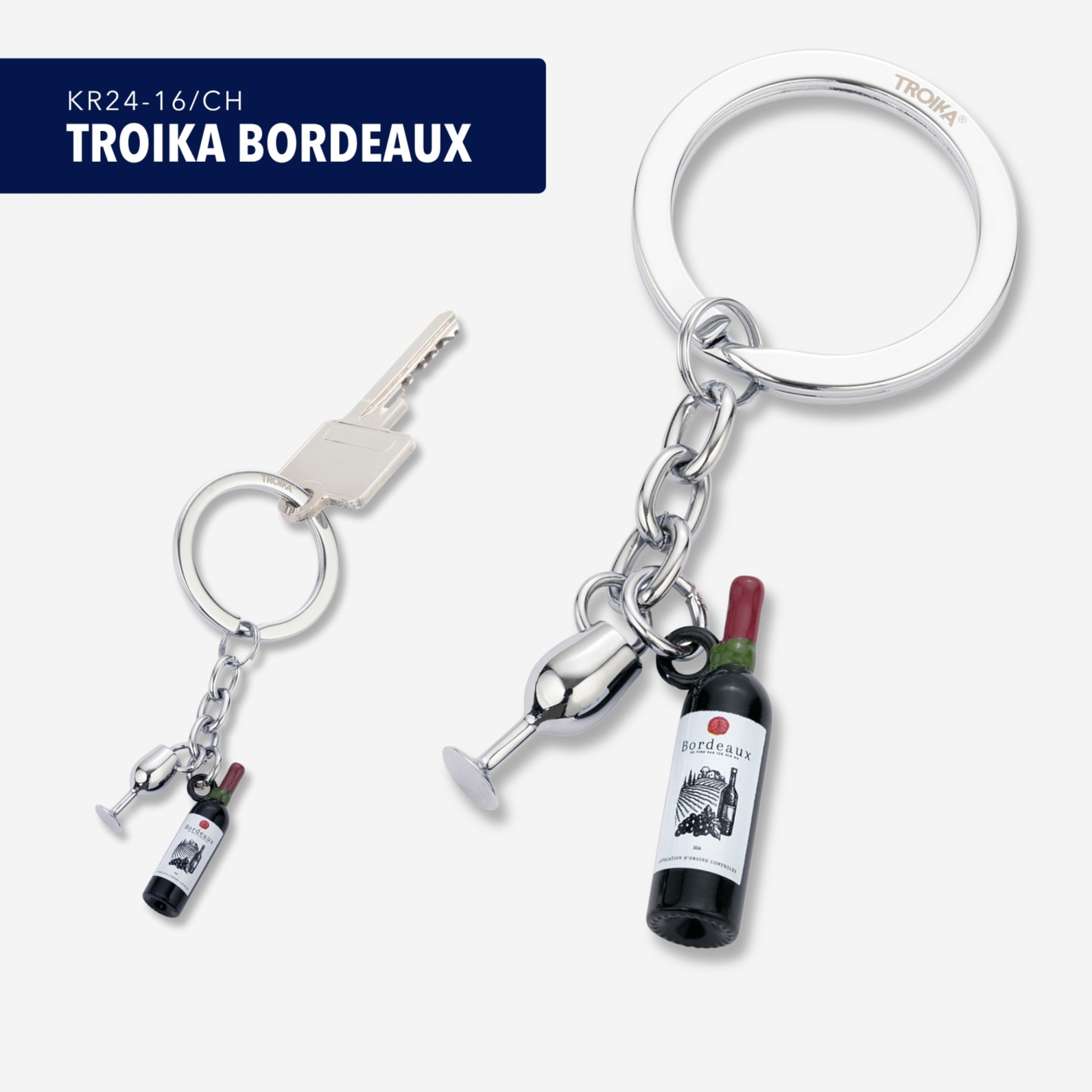 Wine bottle and Wine glass keyring